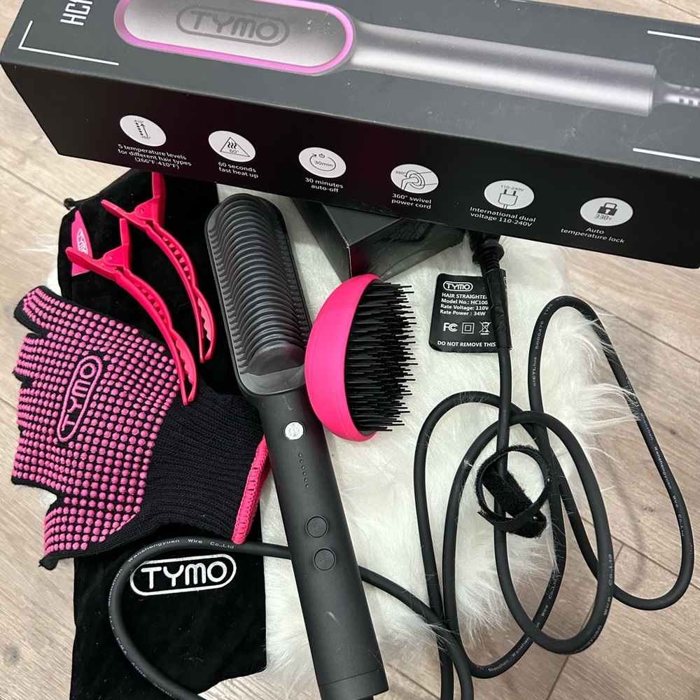 🔥SALE🔥•TYMO • Hair Straightening Comb • Black & Pink • - Picture 7 of 8